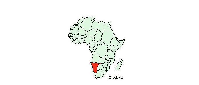 Namibia na mapie Afryki
