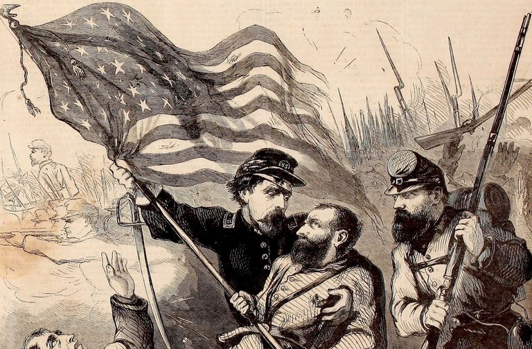 Portador da bandeira da Guerra Civil retratado na capa da Harper