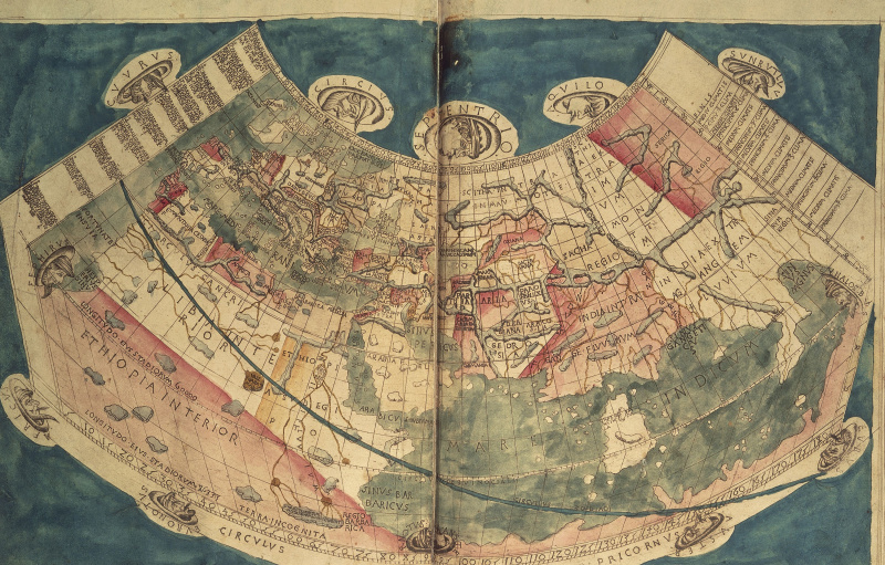 Mapa que representa Terra Australis Ignota, Tierra del Sur Desconocida según Claudio Ptolemaeus, Ptolomeo, siglo II d.C.