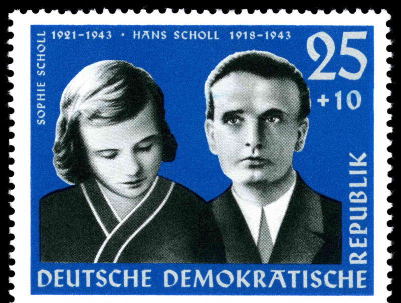 Hans e Sophie Scholl em um selo postal