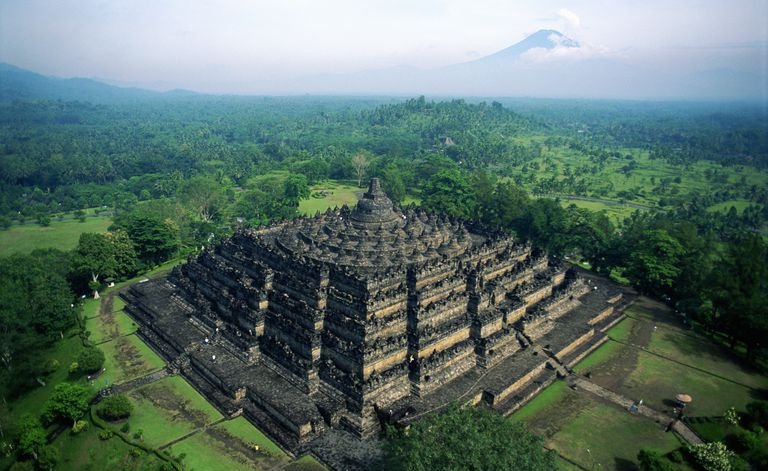 Skats no gaisa uz Borobudur templi, Java