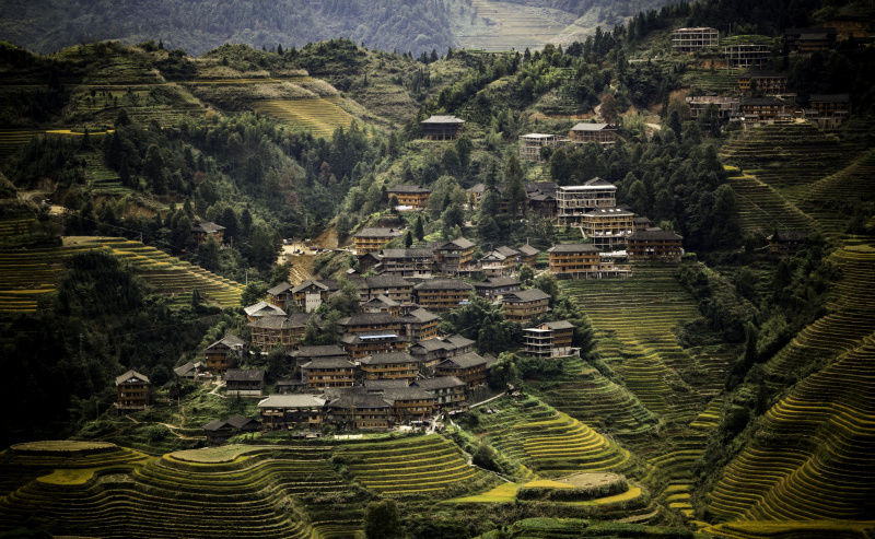Dorf in Longsheng Reisterrassen