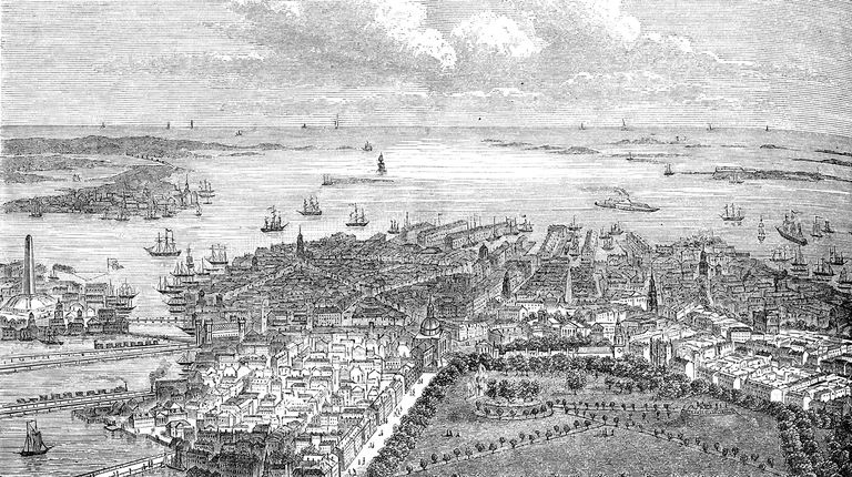 Vista aérea de Boston colonial