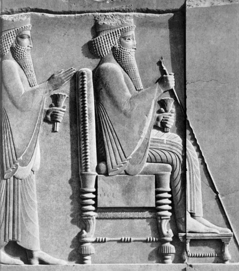 Darius I mottar en median Dignitary Relief Sculpture