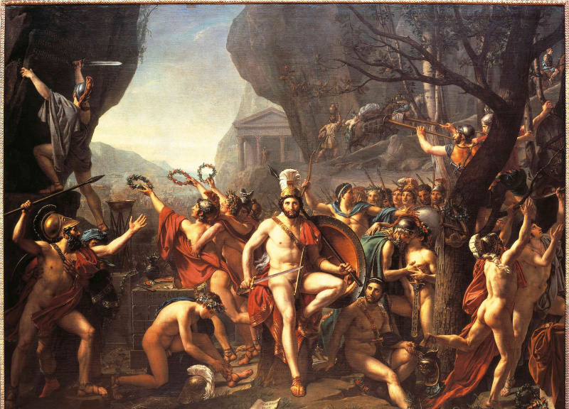 Leonidas i slaget ved Thermopylae. Jacques-Louis David (1748-1825), Louvre-museet.