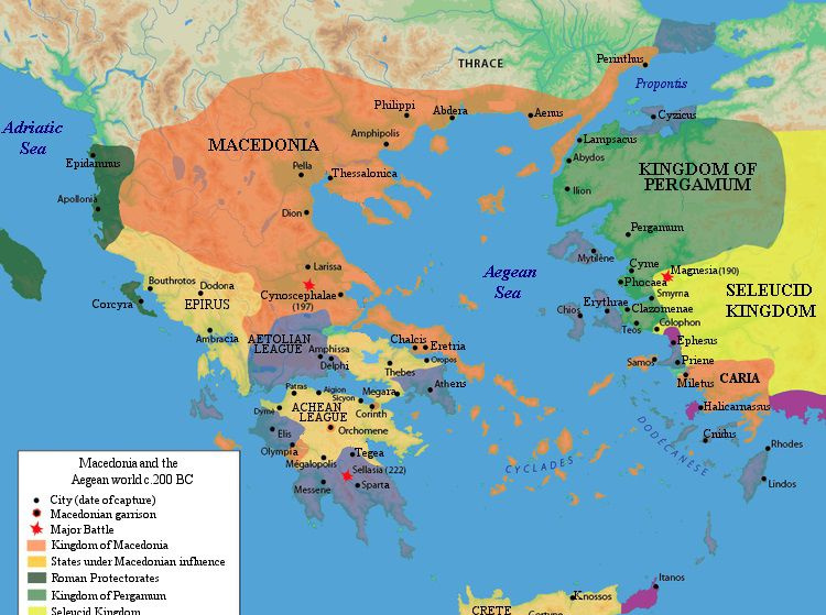 Macedônia e o mundo Egeu em 200 a.C.