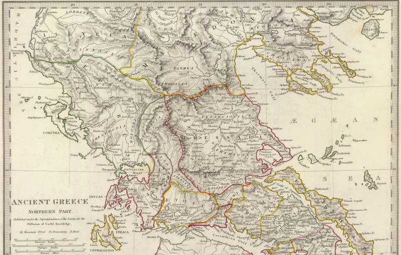 Mapa do antigo norte da Grécia e arredores.