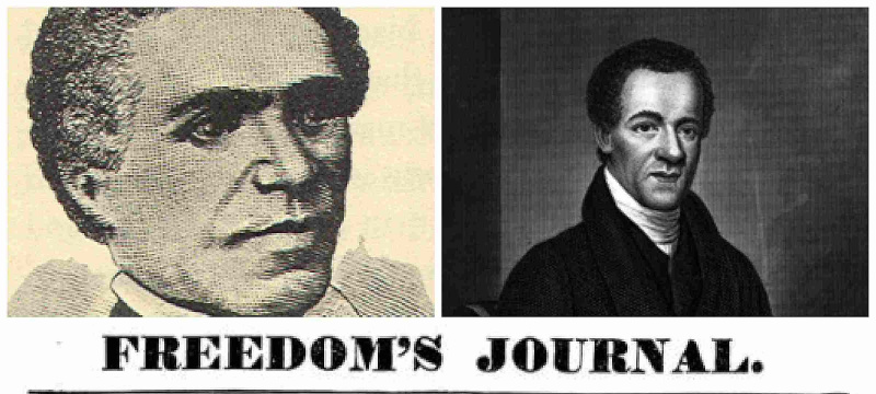 Retratos de John B. Russwurm y Samuel B. Cornish en la portada de Freedom