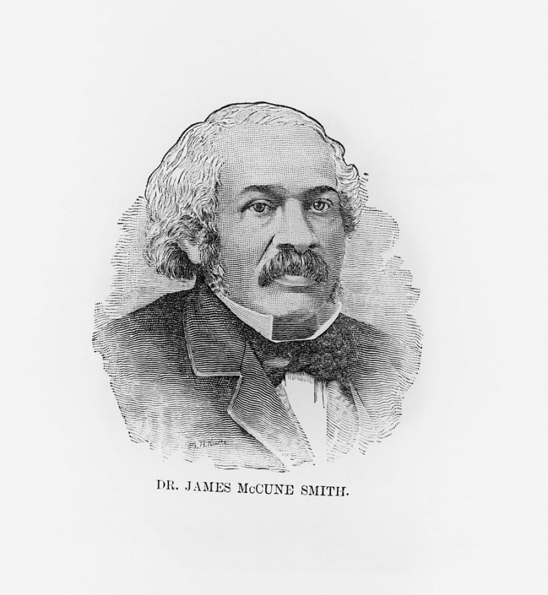 Grawerowany portret głowy i ramion dr. Jamesa McCune