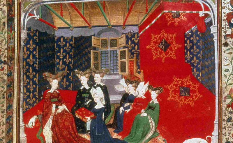 Christine de Pisan presenterer boken sin til den franske dronningen Isabeau de Baviere
