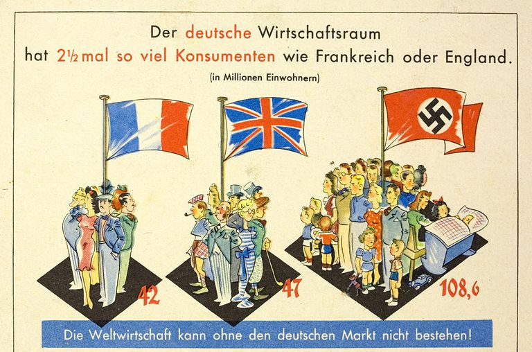 Niemiecka karta propagandowa mająca uzasadniać ekspansję Niemiec na bazie Lebensraum.