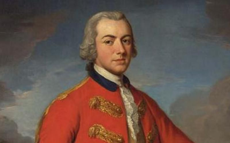 General Sir Henry Clinton em uniforme de gala vermelho.