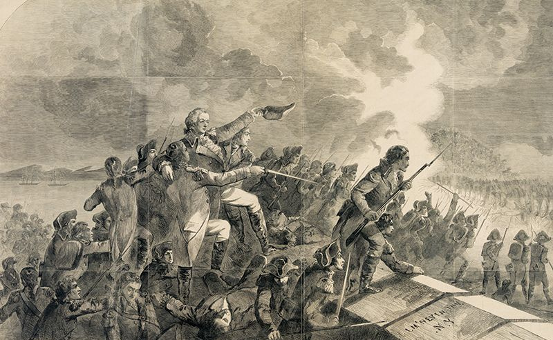 Tropas americanas atacando Stony Point em 1779