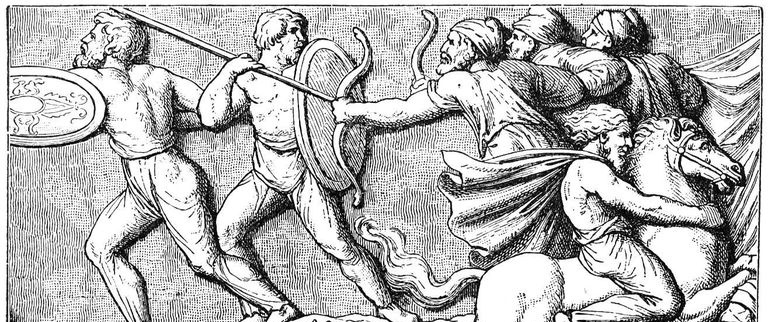 Ilustración de godos peleando