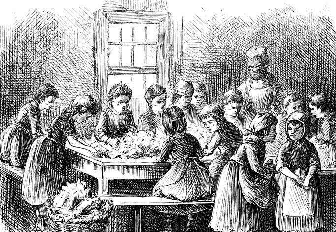 Pracujący dzieci rozbierający tytoń w Nowym Jorku 1873 r.