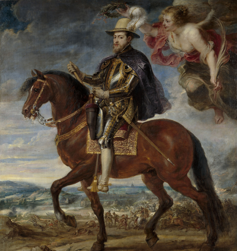 Porträt von Philipp II. (1527-1598) zu Pferd, 1628. Gefunden in der Sammlung des Museo del Prado, Madrid.
