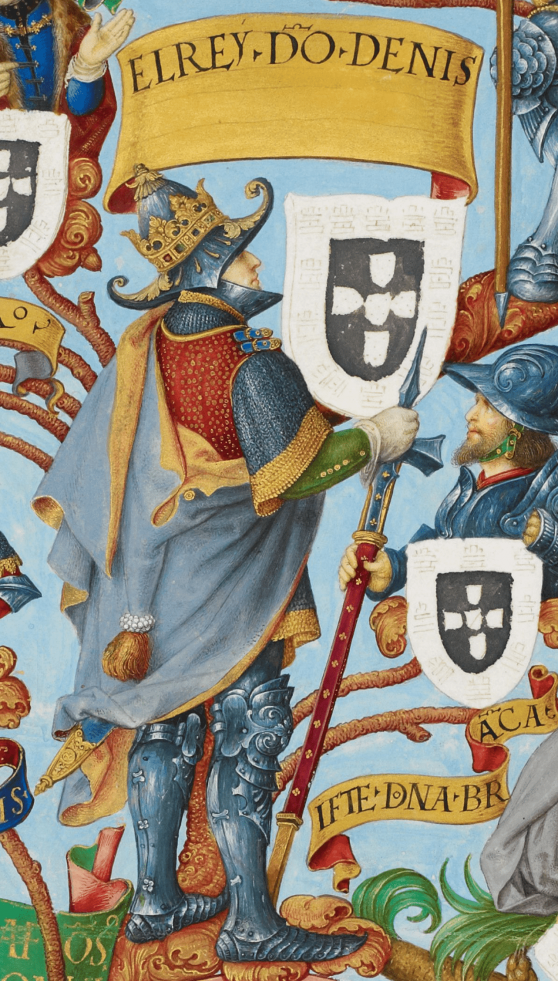 König Denis von Portugal in einer Miniatur aus dem 16. Jahrhundert.