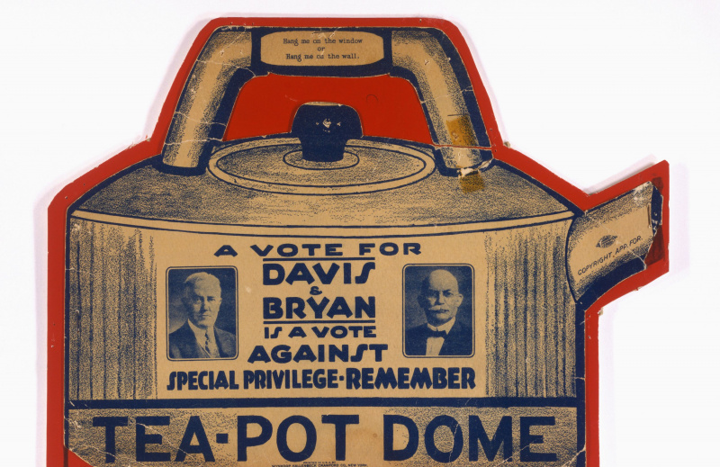 Publicité électorale de 1924 faisant référence au scandale du Teapot Dome