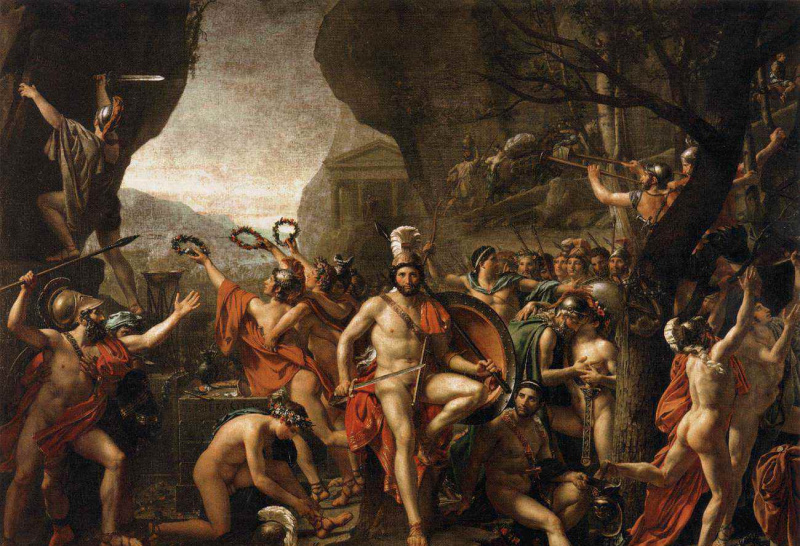 Leonidas na obrazie olejnym pod Termopilami.