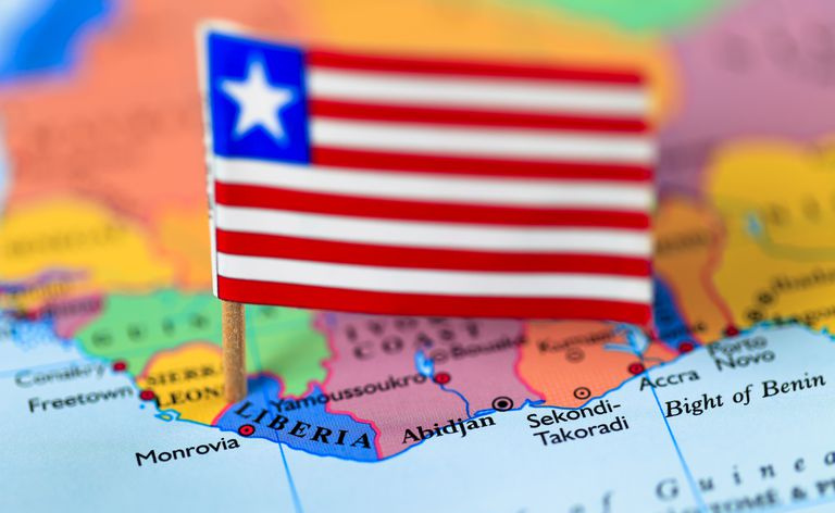 Mapa y bandera de Liberia