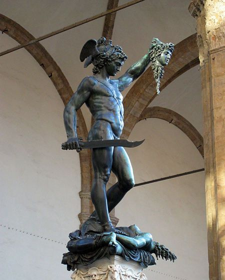 Standbeeld van Perseus, Piazza della Signoria, Florence - (bronzen beeld) door Benvenuto Cellini (1554)