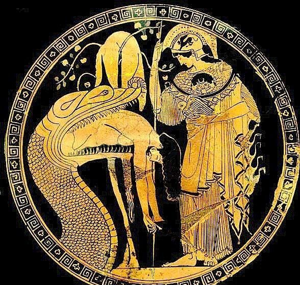 Douris-beker. Athena en Jason, 5e eeuw voor Christus, in het Vaticaan Museum.