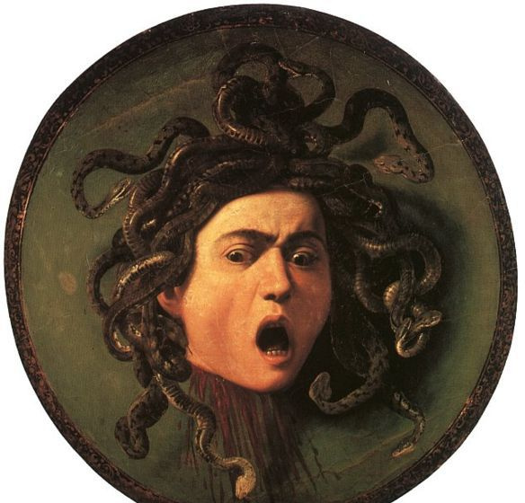 Medusa, door Caravaggio 1597.
