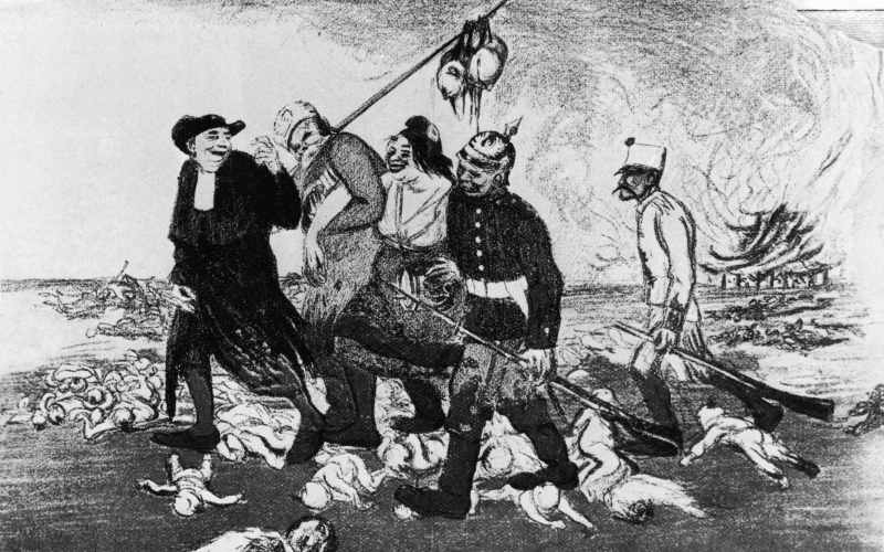 Le figure britanniche, russe, francesi e tedesche invitano il giapponese a partecipare.