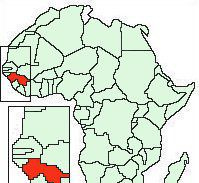 アフリカのギニア共和国の位置を示す地図。