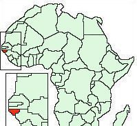 アフリカのギニアビサウ共和国の位置を示す地図。