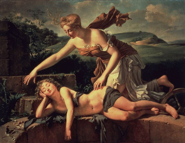 Un enfant et la déesse Fortuna comme représenté dans une peinture à l