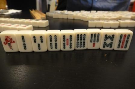 Bambusowy kostium z zestawu płytek Mahjong.