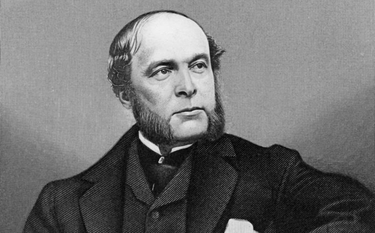 Grawerowany portret bankiera z epoki pozłacanej Augusta Belmonta