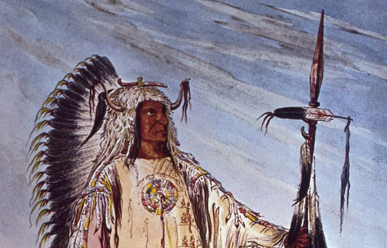 Pintura de un jefe mandan de George Catlin