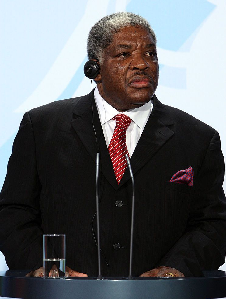 Prezydent Zambii Levy Mwanawasa podczas konferencji prasowej