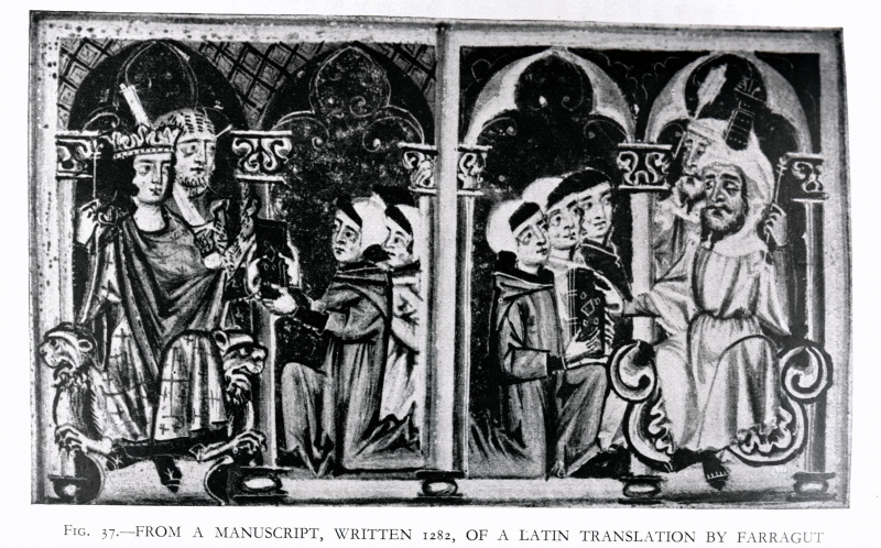 Farragut entregando manuscrito a Carlos de Anjou