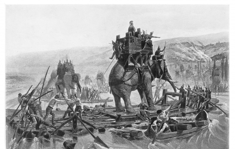 Hannibal cruzando o Ródano gravura 1894