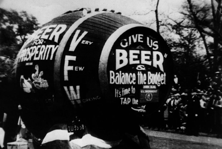 Barril de cerveza protestando por la prohibición