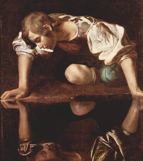 Narcissus, by Michelangelo Merisi da Caravaggio. 1594-1596