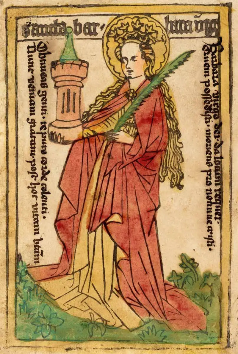   dřevoryt svatá barbara