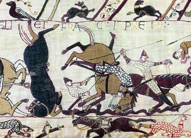 tapisserie-de-bayeux-guerre-chevaux-chute