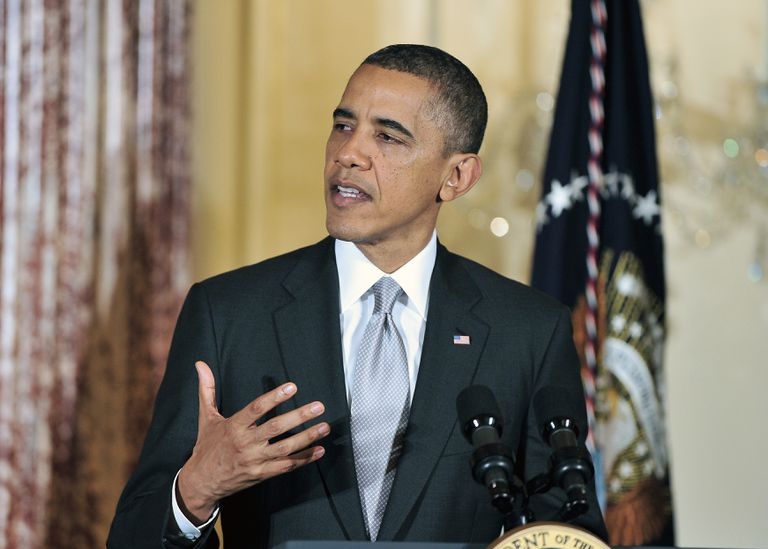Prezydent USA Barack Obama wygłasza przemówienie na świątecznym przyjęciu korpusu dyplomatycznego 19 grudnia 2012 r.