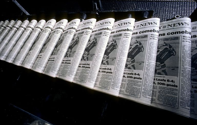 The New York Daily News på en trykkpresse.