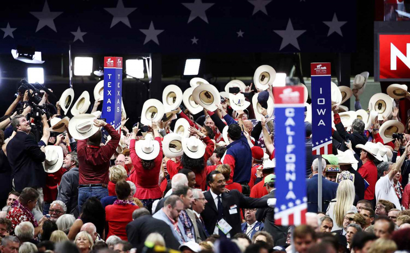 Delegados do Texas para Ted Cruz na convenção nacional republicana de 2016