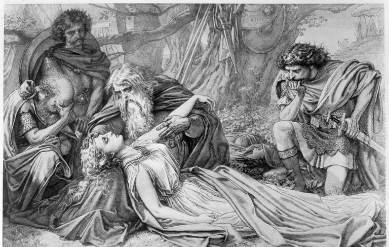 Akt 5 Scene 3 fra King Lear av William Shakespeare 1800-tallet