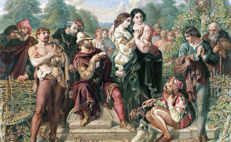 Vintage gravering fra 1868 som viser en scene fra As you like it, en pastoral komedie av William Shakespeare