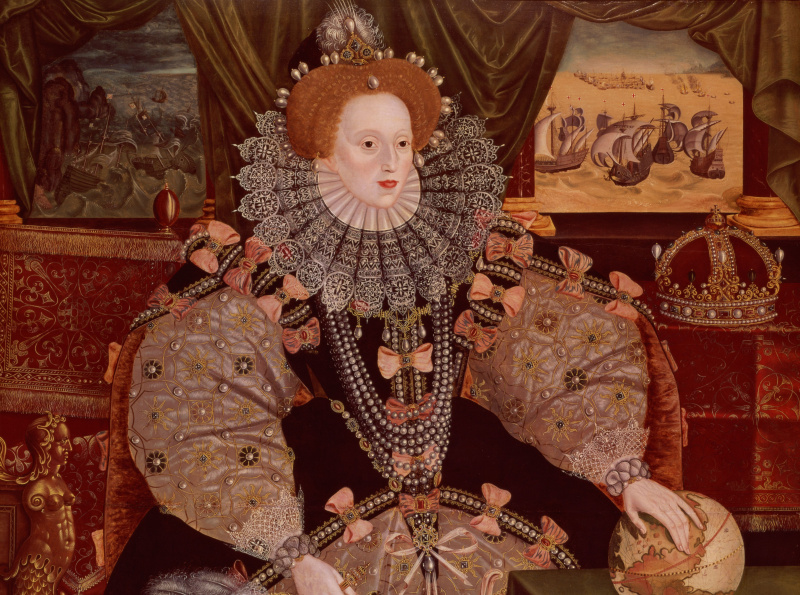Elizabeth I, Armada Portrait, ca. 1588 (olje på panel)