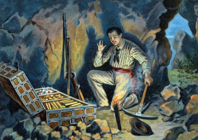 Edmondo Danteso iliustracija, atrandanti Monte Cristo salos lobį
