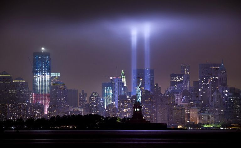 9.11 Tribute in Light over Manhattan