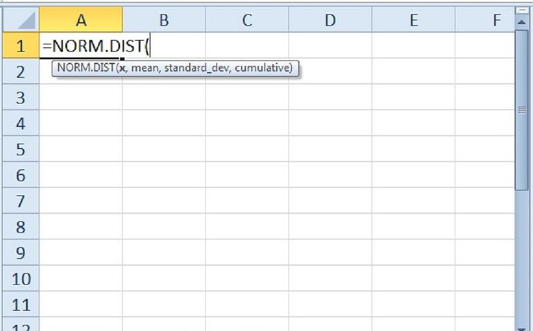 Funkcija NORM.DIST programmā Excel